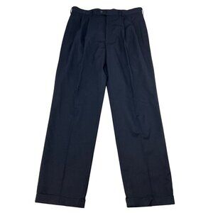 MASSINI Men’s Pleated Front Dress Pants Cuffed Navy Size 36x32